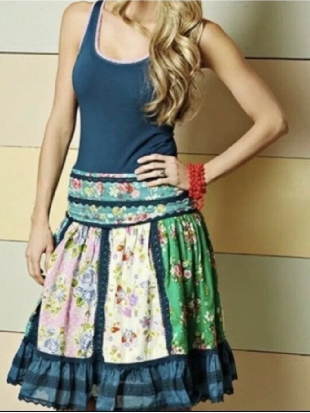 Good Hart Matilda Jane Cotton Floral Patchwork Midi Skirt